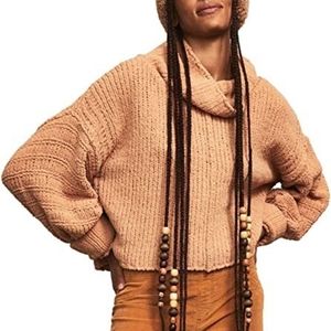 🍁 FREE PEOPLE Be Yours Camel Cowl Neck Chenille Sweater